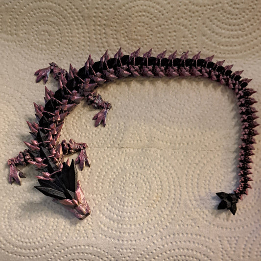 Rosenight Crystal Dragon 17" long 3D printed fidget dragon