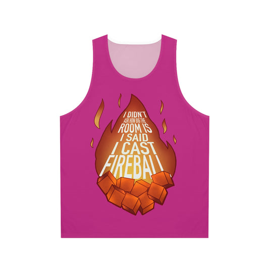 You cast what?!? Fireball! Dark Pink Unisex Tank Top (AOP)